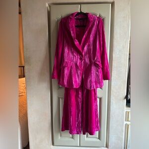 NWT Nasty Gal Pink Crushed Velvet Pantsuit
